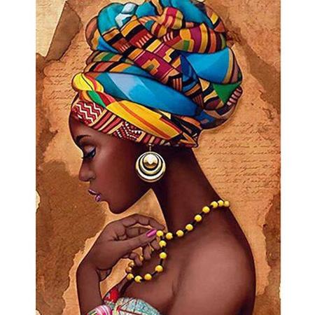 African woman - diamond painting - 40x50 cm - 25 kleuren - Afrikaanse vrouw - Inclusief sorteerbak, werkpen en steentjes