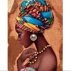 Diamond painting - African woman - Afrikaanse vrouw - Hobby - Volwassenen - Ronde steentjes