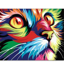 Diamond painting - Colorful cat - Hobby - Volwassenen - Ronde steentjes