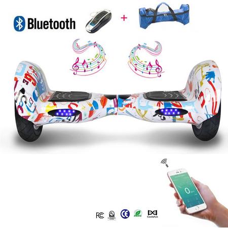 COOL & FUN Hoverboard Bluetooth, Elektrische Scooter Zelfbalanserende, gyropod verbonden 10 inch hiphop / graffiti design