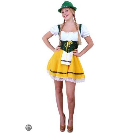 Tiroler jurk kort geel/groen L-XL