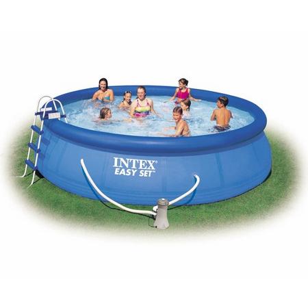 Intex Easy Opblaasbaar Zwembad - 457 x 107 cm - Inclusief filterpomp, ladder en grondzeil