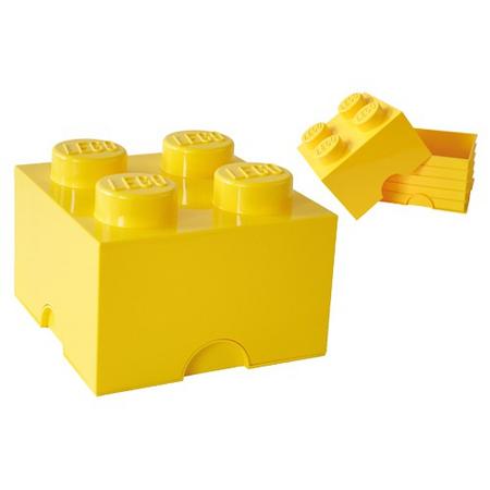 Lego Opbergbox LEGO Brick 4 Geel 25x25cm