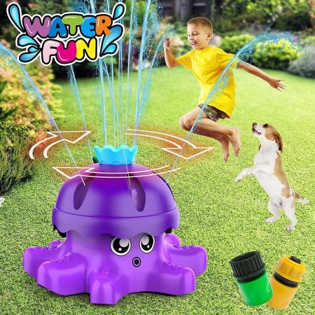 Outdoor speelgoed voor jongens meisjes, watersproeier, voor kinderen en peuters, tuinspinning sproeier, speelgoed met 2 slangadapters voor waterplezier, 360° waterspray, octopus ontwerp, past op alle slangen