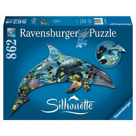 Ravensburger - puzzel, 862 stukjes, dolfijnwereld silhouette