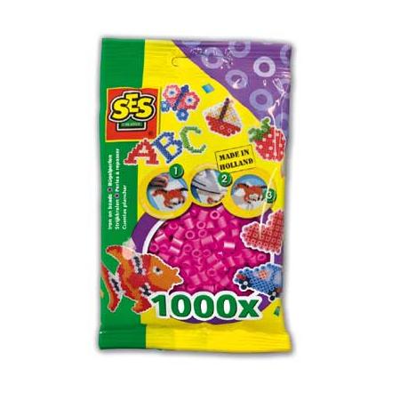 SES Creative strijkkralen - neon roze - 1000 kralen