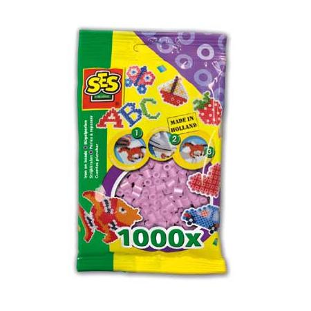 SES Creative strijkkralen - paarlemoer roze - 1000 kralen