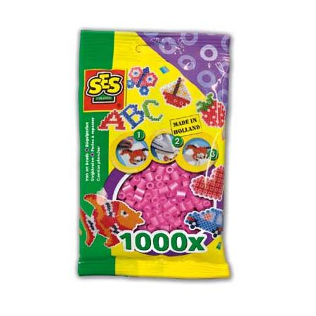 SES Creative strijkkralen - roze - 1000 kralen