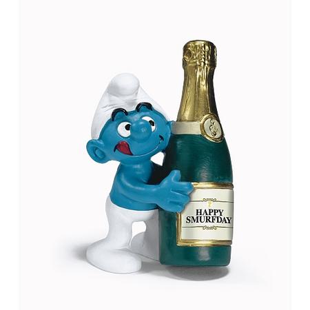 Schleich smurfen - smurf met fles champagne - 20708