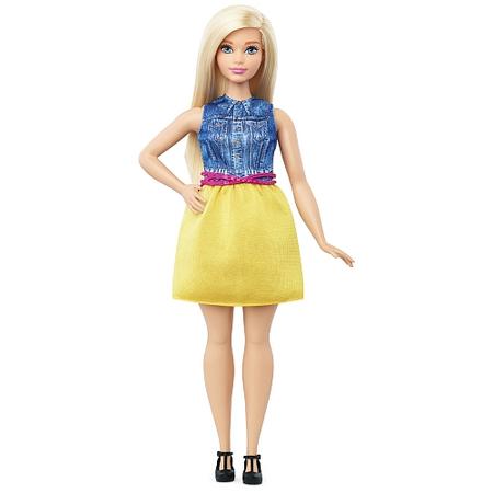 Barbie - fashionistas, curvy: barbie met gele rok (dmf24)