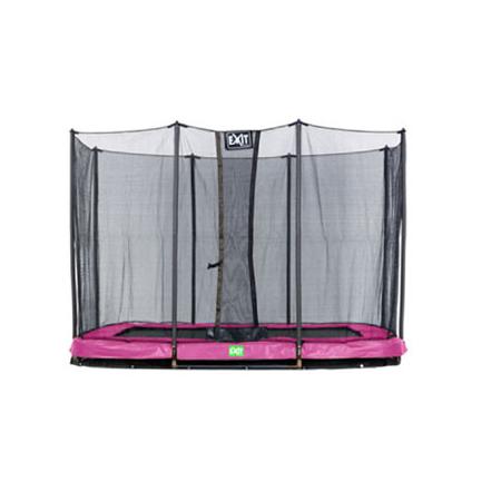 EXIT Twist Ground verlaagde trampoline rechthoekig met veiligheidsnet - 244 x 427 cm - roze/grijs