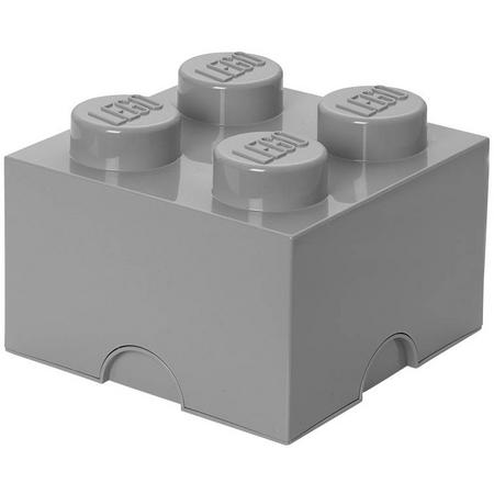 LEGO Opbergbox: Brick 4 (6 ltr) - Grijs Stone