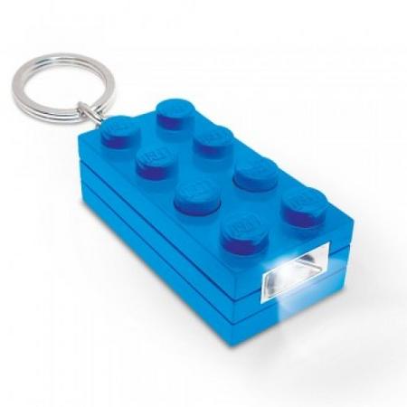 Lego steen sleutelhanger met LED licht - Blauw