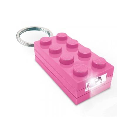 Lego steen sleutelhanger met LED licht - Roze