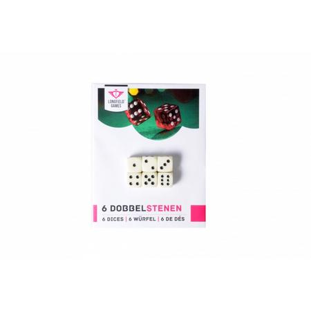 Longfield Games 6 Dobbelstenen Crème 16mm Op Kaart