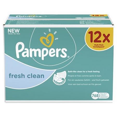 Pampers - fresh clean babydoekjes, gigapack 12 x 64 stuks