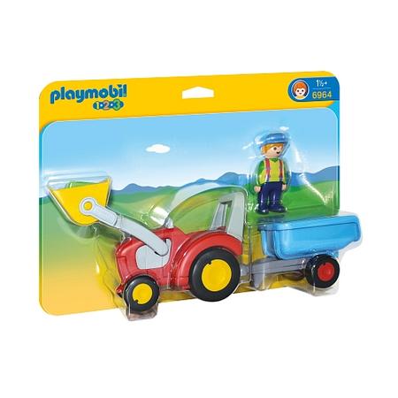 Playmobil - boer met tractor en aanhangwagen - 6964