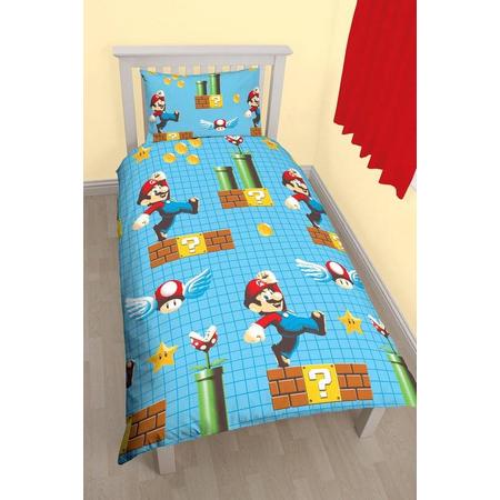 Super Mario Maker - Dekbedovertrek - Eenpersoons - 135 x 200 cm - Blauw