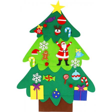 Springos Vilten Kerstboom Voor Kinderen – Vilt – 25 Decoraties – 115 cm