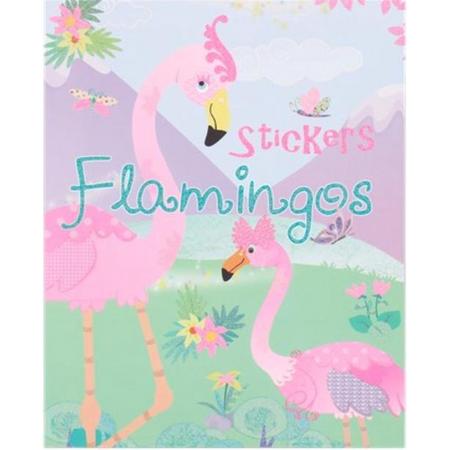 Glitter-kleurboek flamingo - Sticker-activiteitenboek - Stickerboek - flamingo - Kleurrijke opdrachten - 32 paginas - incl. 4 stickervellen