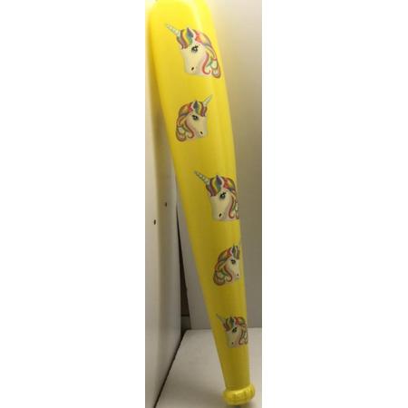 Opblaas Knuppel met afbeelding unicorn geel 86 cm
