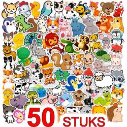 50-pack Super Vrolijke Dierenstickers - Diversen - Kinderstickers - Getekende dieren voor op de fiets, beker, laptop, schoolspullen, kamer, etc - School - Kinderen - Stikkerset - Animals ,