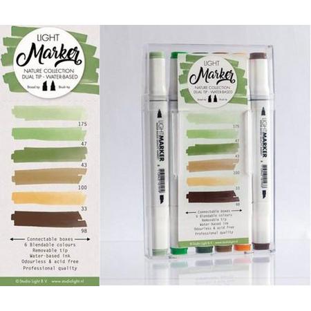 Nature - Box 6 water based dual tip markers bright