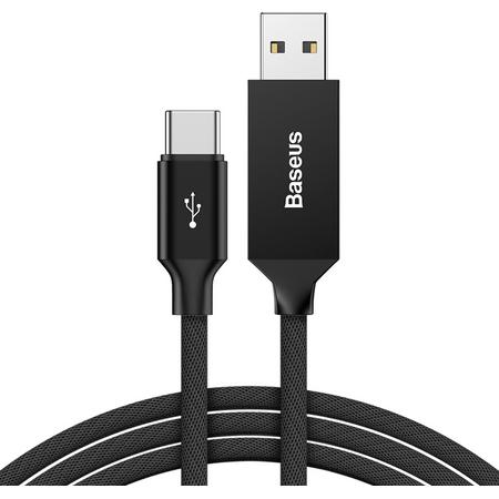 Baseus 3A USB naar USB-C / Type C Doek Textuur Intelligente datakabel, kabellengte: 5 m (zwart)