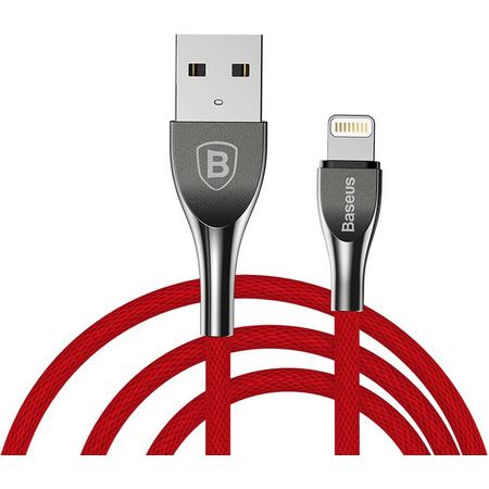 Baseus Mageweave Texture zinklegering 8-pins USB-A naar IP 2A 1M-gegevenskabel, voor iPhone XR / iPhone XS MAX / iPhone X & XS / iPhone 8 & 8 Plus / iPhone 7 & 7 Plus / iPhone 6 & 6s & 6 Plus & 6s Plus / iPad (rood)