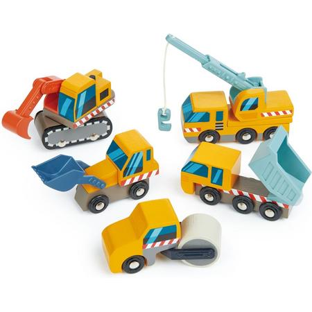 Tender Toys Bouwwagens Speelset Hout 5-delig