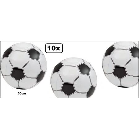 10X Opblaasbare voetbal 30 cm zwart/wit