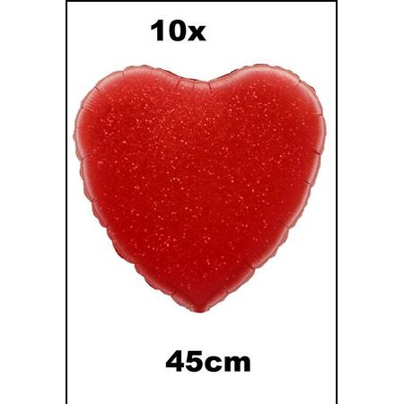 10x Folie ballon Hart 45 cm rood