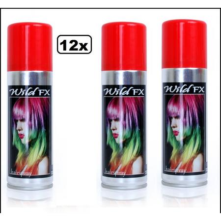 12x Haarspray rood 125 ml