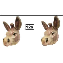 12x Masker ezel plastic volwassen
