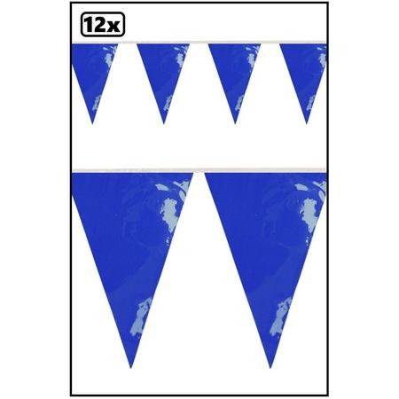 12x PVC vlaggenlijn blauw 10 meter BRANDVEILIG