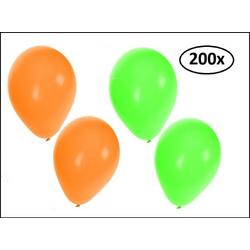 200x Ballonnen oranje en groen