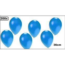 200x Kwaliteitsballon metallic blauw 36cm