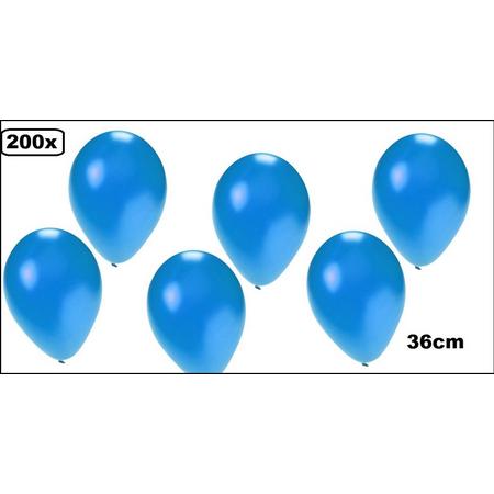 200x Kwaliteitsballon metallic blauw 36cm