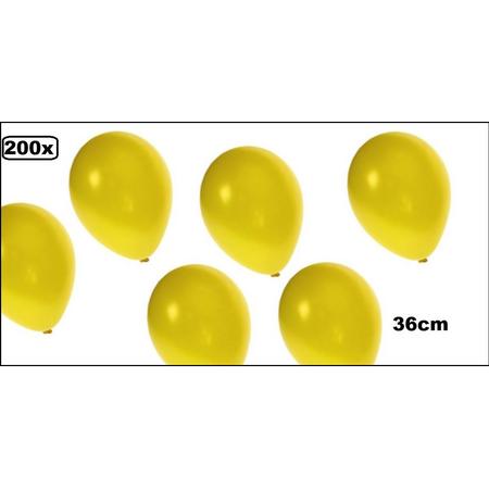 200x Kwaliteitsballon metallic geel 36cm