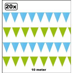 20x Vlaggenlijn groen en lichtblauw 10 meter