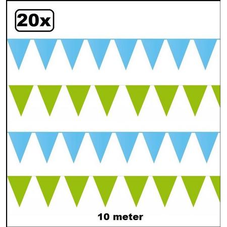 20x Vlaggenlijn groen en lichtblauw 10 meter
