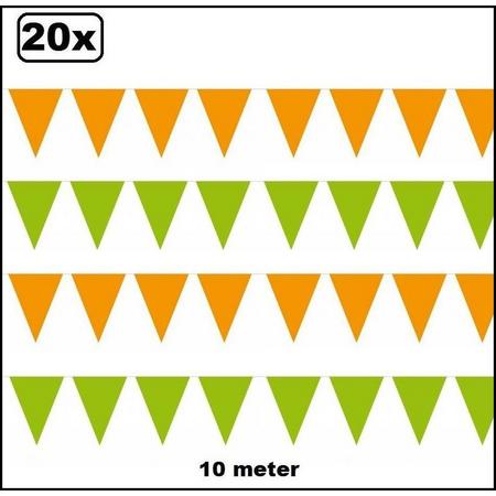 20x Vlaggenlijn groen en oranje 10 meter