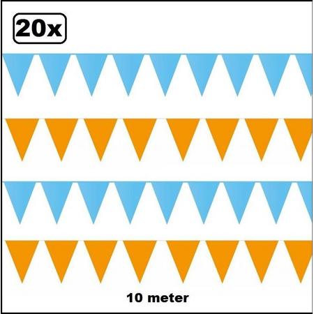 20x Vlaggenlijn oranje en lichtblauw 10 meter
