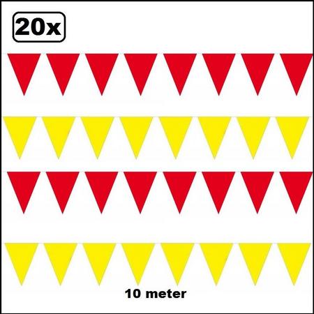 20x Vlaggenlijn rood en geel 10 meter