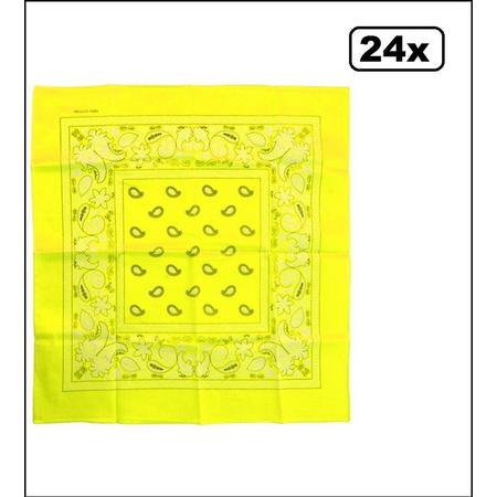24x Bandana Fluor geel 53 x 53 cm