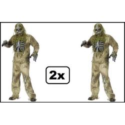 2x Skelet Zombie kostuum one size