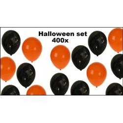 400x Halloween ballonnen set zwart/oranje