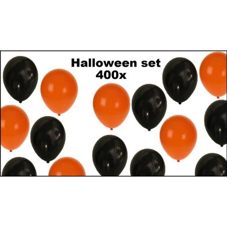 400x Halloween ballonnen set zwart/oranje