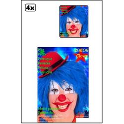 4x Clownspruik blauw