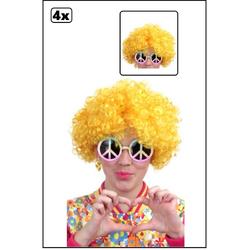 4x Clownspruik geel